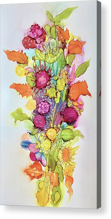 Alcohol Inks Acrylic Print featuring the mixed media Garden Party by Christine Chin-Fook