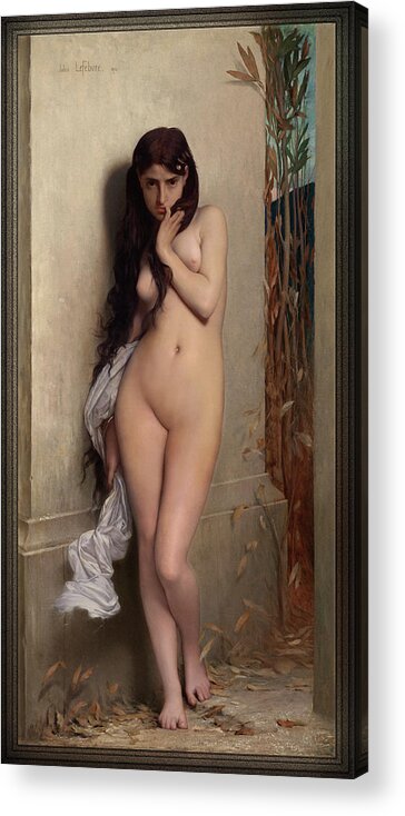 The Grasshopper Acrylic Print featuring the painting The Grasshopper by Jules Joseph Lefebvre by Rolando Burbon