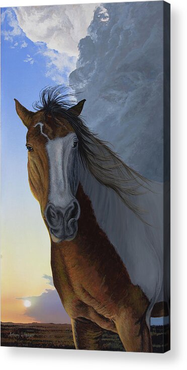 Horse Acrylic Print featuring the painting Western Storm by Anthony J Padgett