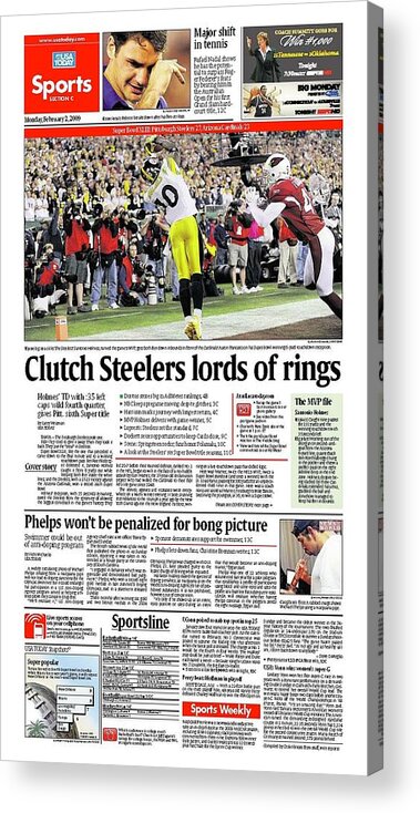 Usa Today Acrylic Print featuring the digital art 2009 Steelers vs. Cardinals USA TODAY SPORTS SECTION FRONT by Gannett