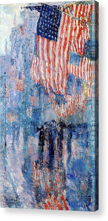 Rain Acrylic Print featuring the painting The Avenue in the Rain by Frederick Childe Hassam