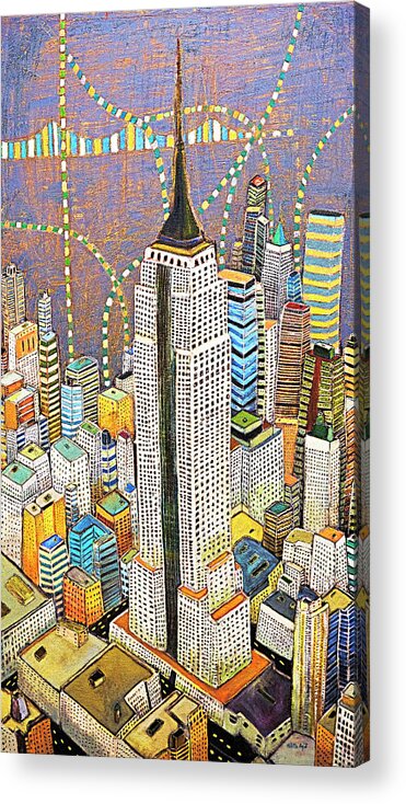 Empire State Building Acrylic Print featuring the painting The Empire of Manhattan #3 by Habib Ayat