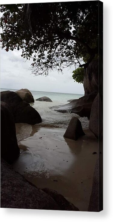 All Acrylic Print featuring the digital art A View of the Sea in Seychelles KN7 by Art Inspirity