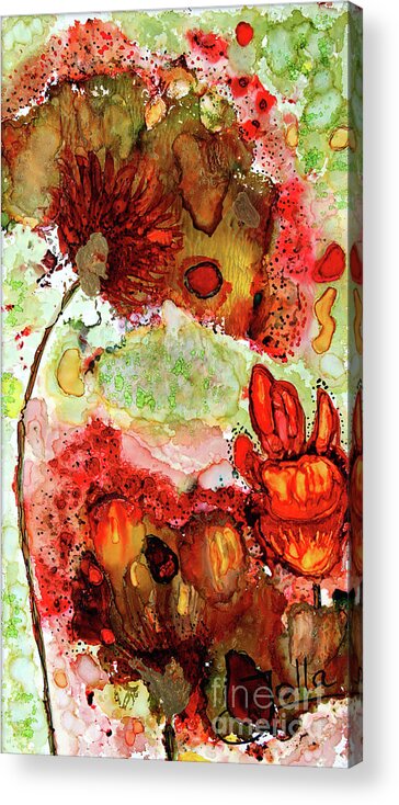 Floral Acrylic Print featuring the painting Blooming Impressions.. by Jolanta Anna Karolska