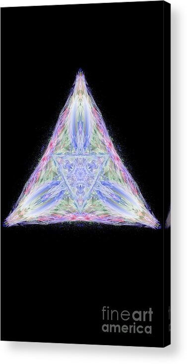 The Kosmic Kreation Pyramid Of Light Is A Digital Mandala Created By Michael Canteen. It Is A Complex And Intricate Geometric Design That Is Said To Represent The Journey Of Self-illumination. The Mandala Is Made Up Of Several Interwoven Elements Acrylic Print featuring the digital art Kosmic Kreation Pyramid of Light by Michael Canteen