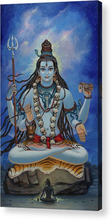 Shiva Acrylic Print featuring the painting Shiva darshan by Vrindavan Das