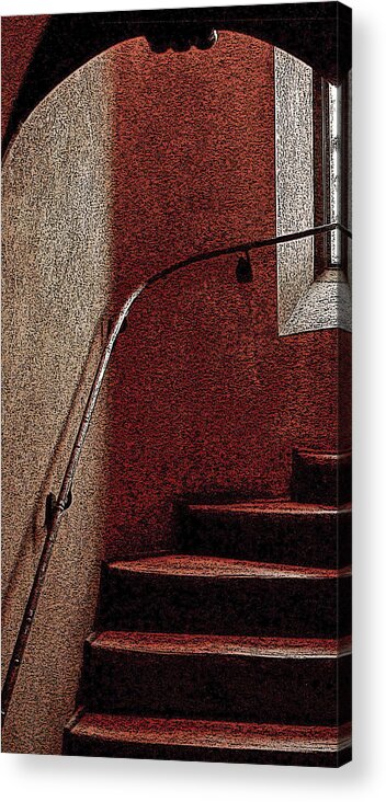 Stairs Indoor Window Acrylic Print featuring the photograph Stairs Indoors1 by John Linnemeyer