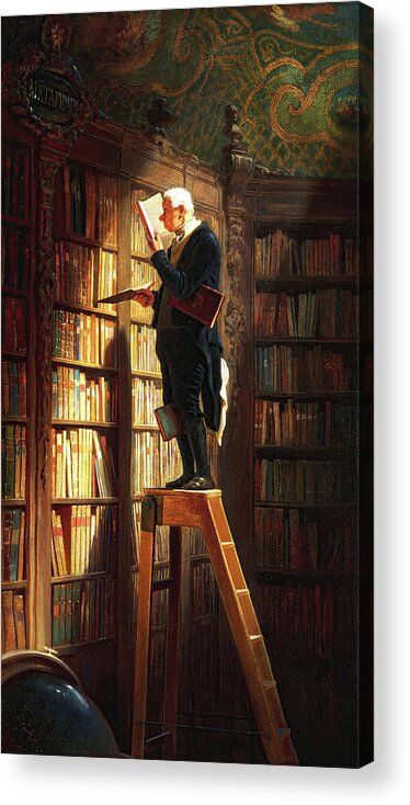 The Bookworm Acrylic Print featuring the painting The Bookworm - Digital Remastered Edition by Carl Spitzweg