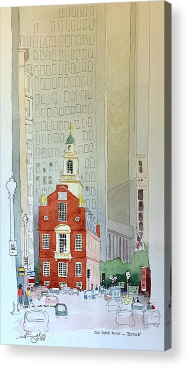 Architecture Acrylic Print featuring the painting The State House by William Renzulli