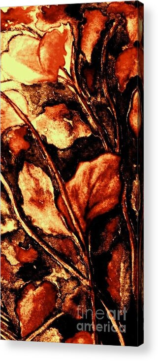 Bronze Fall Leaves Acrylic Print featuring the painting Bronze Fall Leaves 2 by Hazel Holland