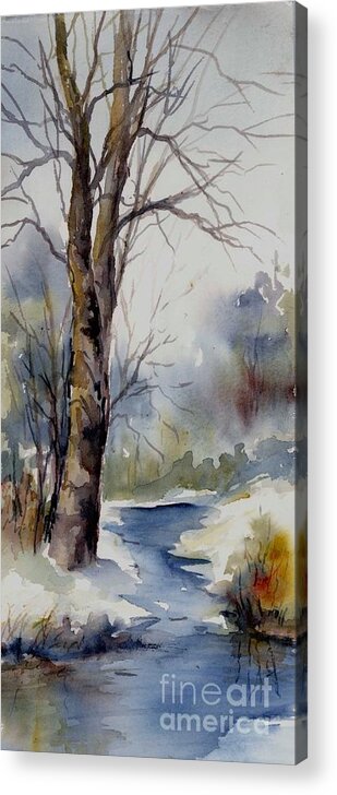 Winter Acrylic Print featuring the painting Misty Winter Wood by Virginia Potter