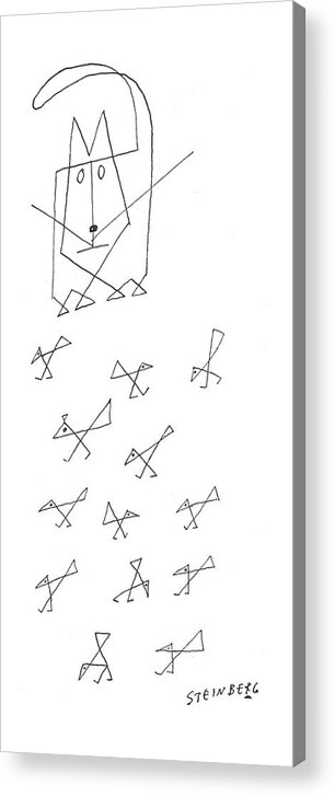 115419 Sst Saul Steinberg (cat Made Of Geometric Shapes Watches As Small Birds Acrylic Print featuring the drawing New Yorker July 27th, 1957 by Saul Steinberg