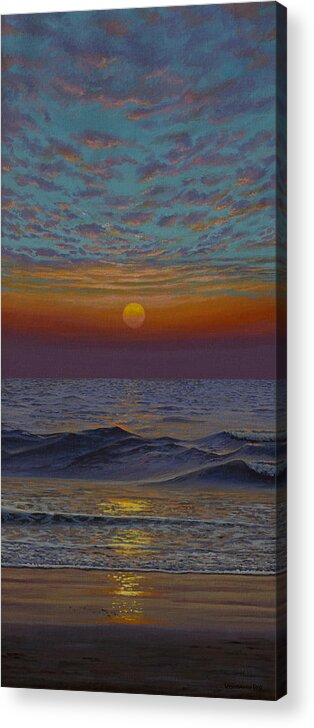 Ocean Acrylic Print featuring the painting Ocean. Sunset by Vrindavan Das