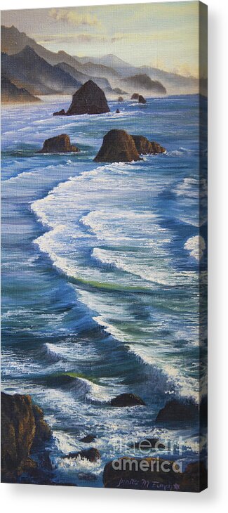  Seascape Acrylic Print featuring the painting Oregon Coastline by Jeanette French