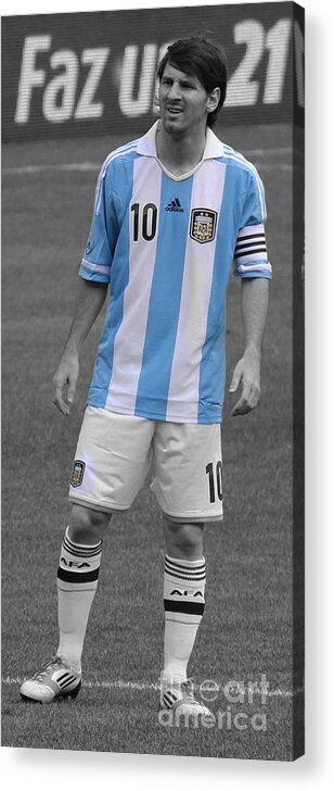 Lee Dos Santos Acrylic Print featuring the photograph Lionel Messi by Lee Dos Santos