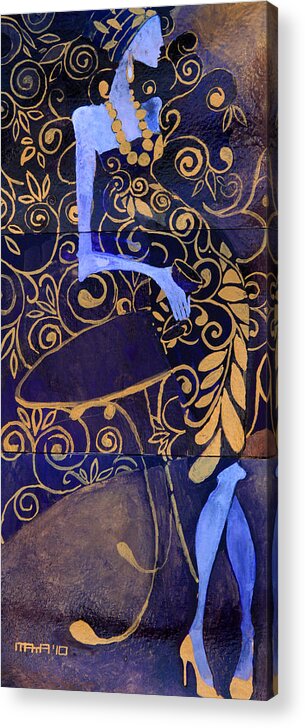 Painting Acrylic Print featuring the painting Violet lady by Maya Manolova