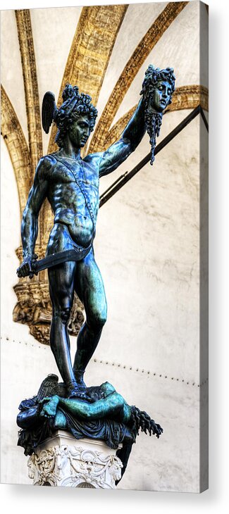 Perseus And Medusa Acrylic Print featuring the photograph Florence - Perseus in the Loggia - side view short by Weston Westmoreland