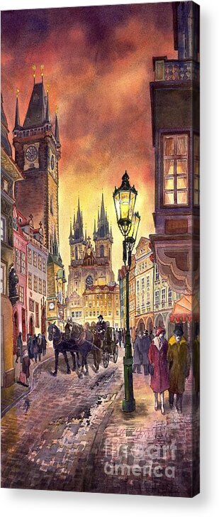 Cityscape Acrylic Print featuring the painting Prague Old Town Squere by Yuriy Shevchuk