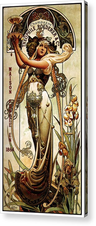 Theophile Roederer Acrylic Print featuring the mixed media Theophile Roederer - Champagne - Vintage Art Nouveau Advertising Poster by Studio Grafiikka