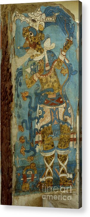 Precolumbian Acrylic Print featuring the painting Mexican Lord In Cacaxtla, Late Classic Period by Mayan