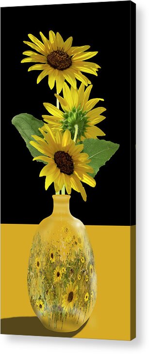 Wild Acrylic Print featuring the digital art Wild Sunflowers Vase by Julie Rodriguez Jones