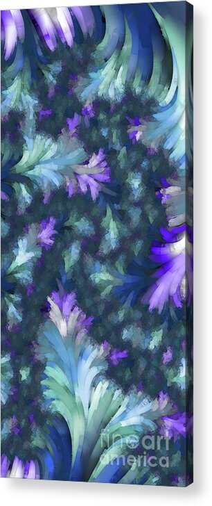 Fractal Acrylic Print featuring the digital art Wispy Blues by Rachel Hannah