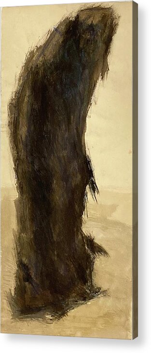 Black Acrylic Print featuring the painting Wrapped figure in black by David Euler