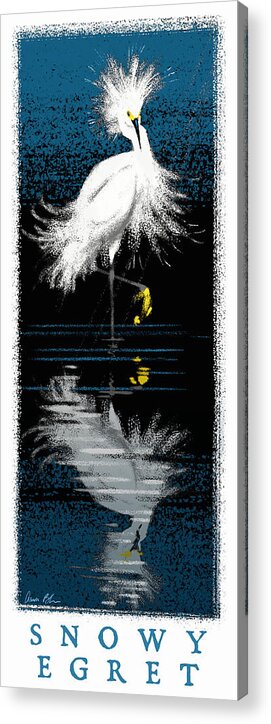 Birds Acrylic Print featuring the digital art Snowy Egret by Aaron Blaise