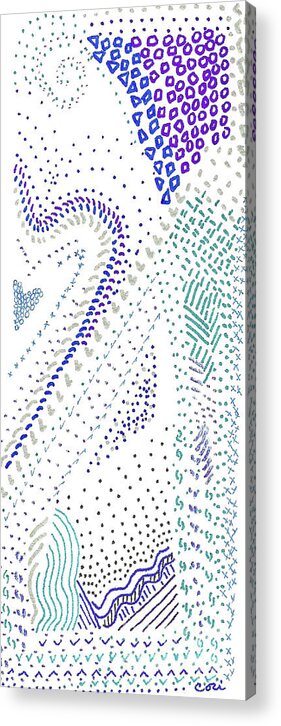 Festival Acrylic Print featuring the drawing Festival in Blue and Silver by Corinne Carroll