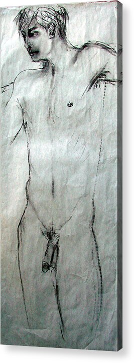 Nudes Acrylic Print featuring the painting Male Nude 4798 by Elizabeth Parashis
