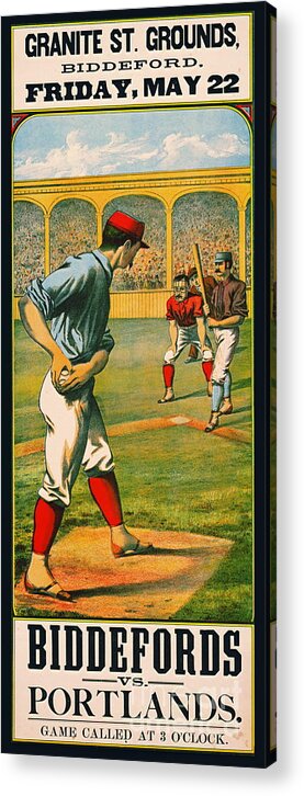 Retro Baseball Game Advertisement 1885a Acrylic Print featuring the photograph Retro Baseball Game Ad 1885 a by Padre Art