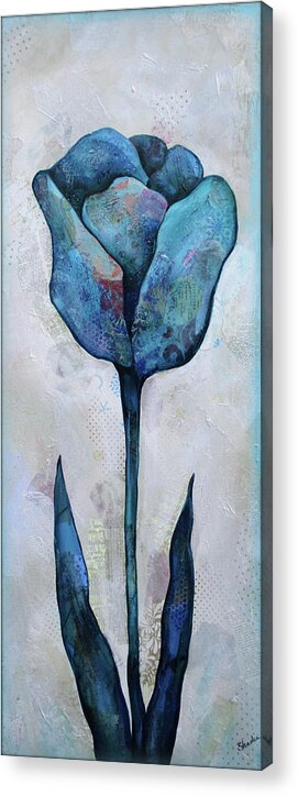 Blue Acrylic Print featuring the painting Summer Tulip I by Shadia Derbyshire