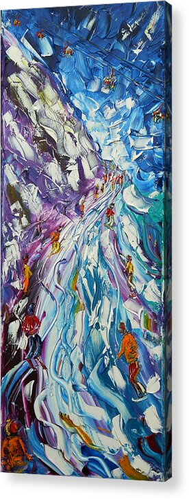Skiing Acrylic Print featuring the painting Toviere Tignes by Pete Caswell