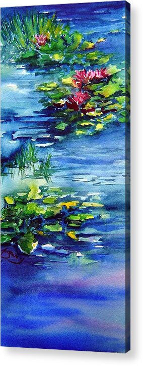 Waterlilies Acrylic Print featuring the painting Waterlilies by Jo Smoley