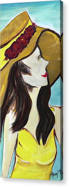 Lady Acrylic Print featuring the painting Lady in Yellow by Roxy Rich