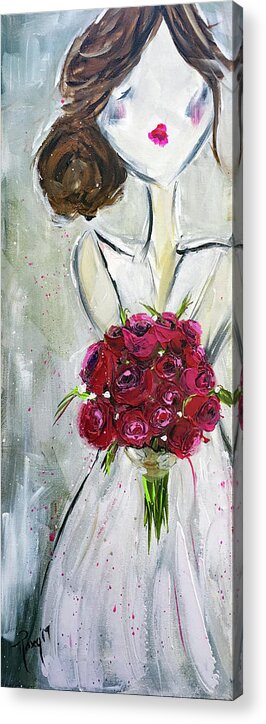 Bride Acrylic Print featuring the painting Blushing Bride by Roxy Rich
