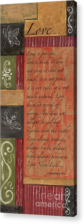 Bible Acrylic Print featuring the painting Words to Live By, Love #1 by Debbie DeWitt