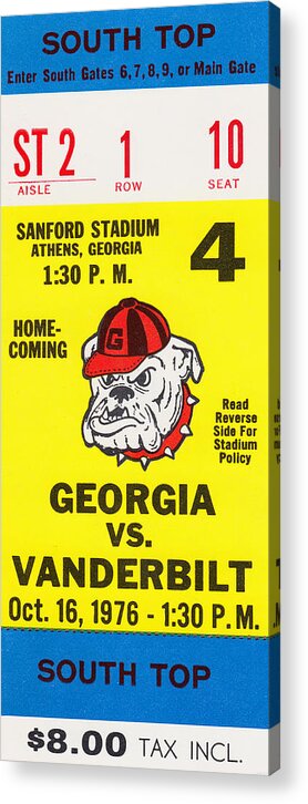 Georgia Acrylic Print featuring the mixed media 1976 Georgia vs. Vanderbilt by Row One Brand