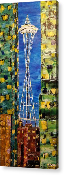Seattle Acrylic Print featuring the painting Seattle Living by Brent Knippel