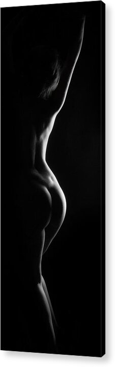 Black Acrylic Print featuring the photograph 6384 Beautiful Side Light Nude 1 to 3 Ratio Signed Chris Maher by Chris Maher