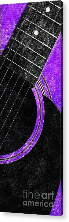 Guitar Acrylic Print featuring the photograph Diptych Wall Art - Macro - Purple Section 2 of 2 - Vikings Colors - Music - Abstract by Andee Design