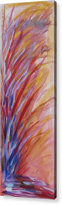 Feather Plant Acrylic Print featuring the painting Feather Plant by Mary Carol Williams