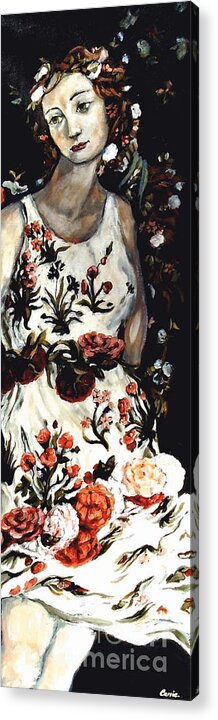 Flora Acrylic Print featuring the painting Flora by Carrie Joy Byrnes