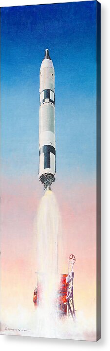 Rocket Acrylic Print featuring the painting Gemini-Titan by Douglas Castleman