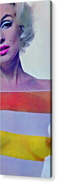 Color Nude Photo Of Marilyn Monroe Acrylic Print featuring the photograph Peek a Boo Marilyn Monroe by Joan Reese