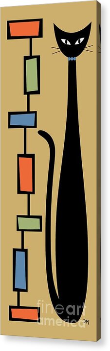 Mid Century Modern Acrylic Print featuring the digital art Rectangle Cat by Donna Mibus