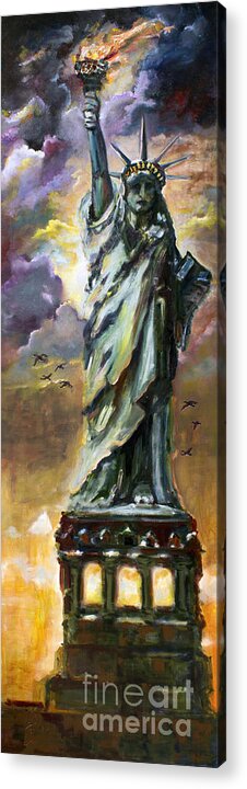 2014 Acrylic Print featuring the painting Statue of Liberty New York by Ginette Callaway