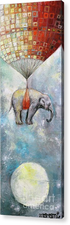 Elephant Acrylic Print featuring the painting Up And Away by Manami Lingerfelt