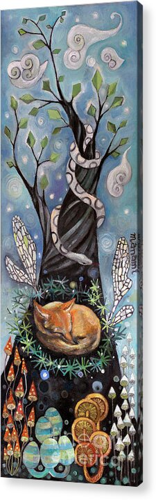 Fox Acrylic Print featuring the painting Forest Temple by Manami Lingerfelt