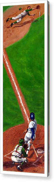 Baseball Acrylic Print featuring the painting Line Drive by Harry West